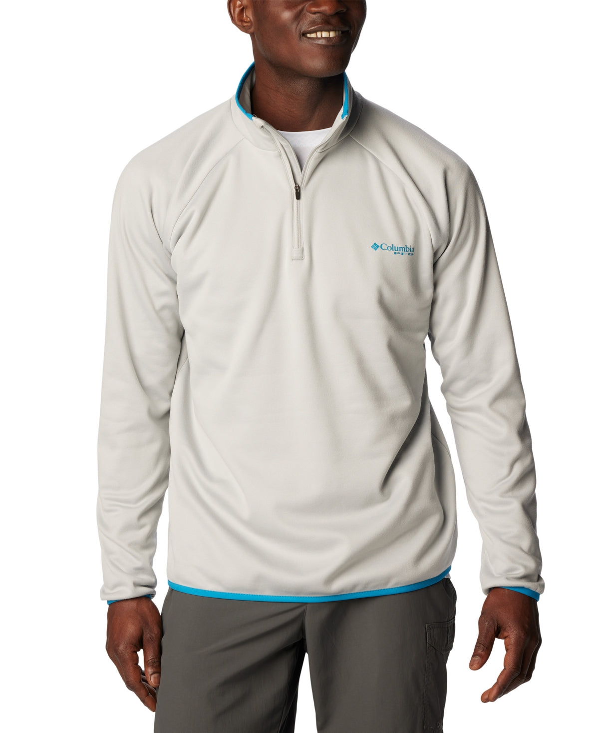 Columbia Mens Regular fit Long Sleeve Quarter zip Sweatshirt XXL Light Grey