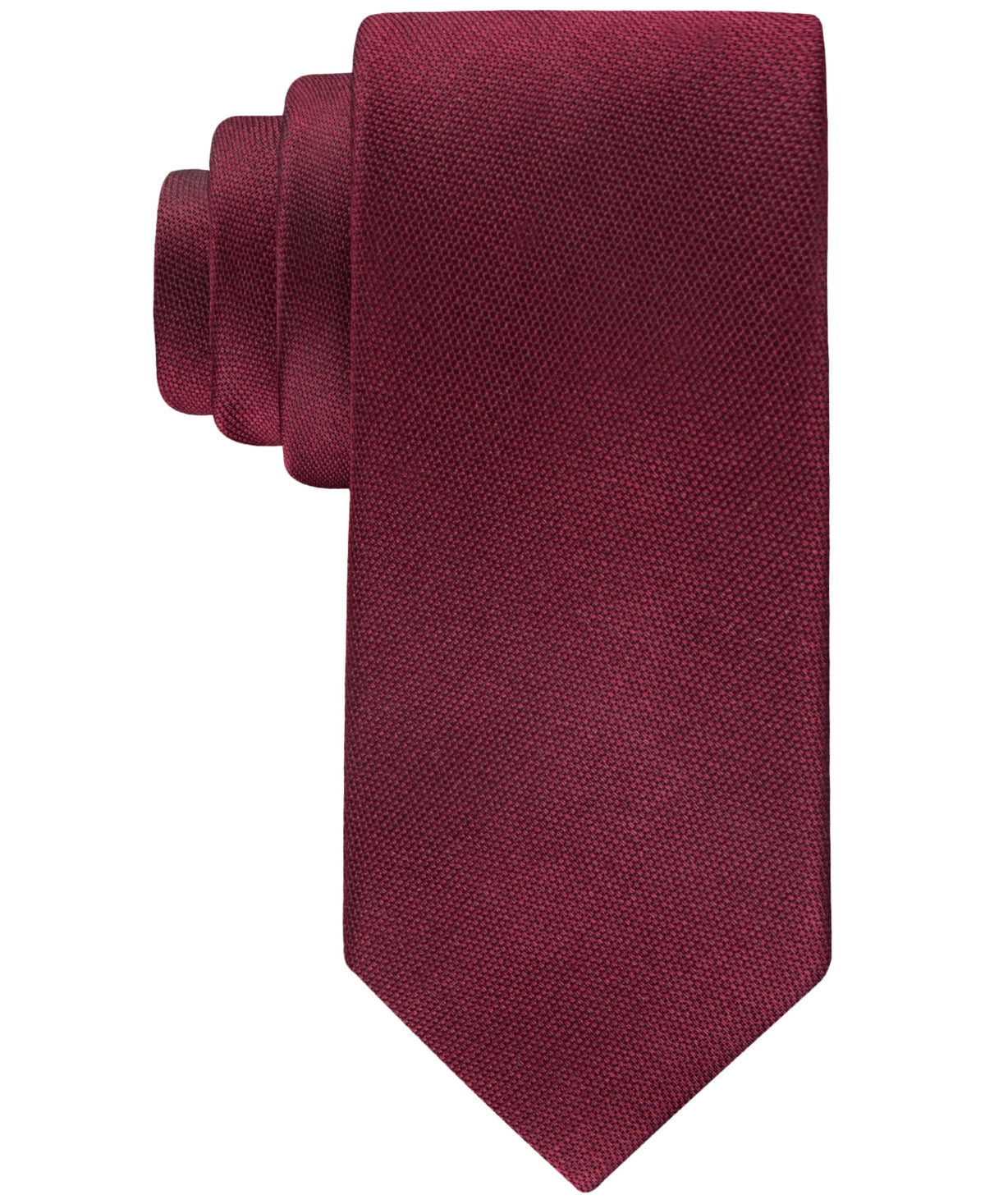 Calvin Klein Mens Silky Solid Burgundy Red Tie Necktie
