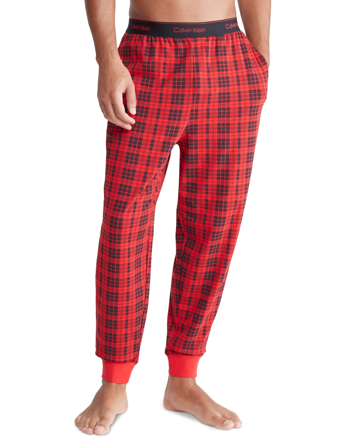 Calvin Klein Men's Scottish Plaid Holiday Pajama Pants Red Black Small