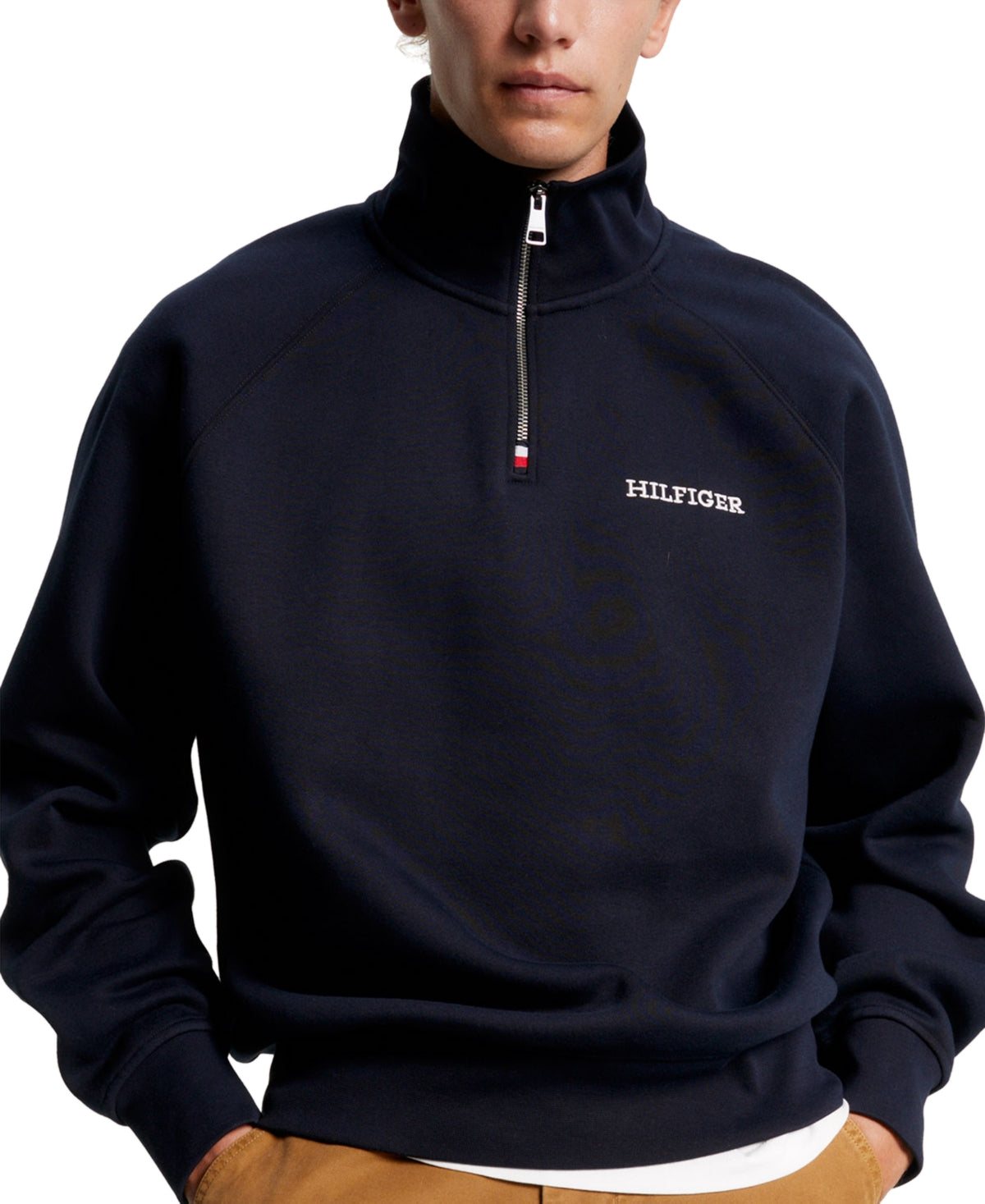 Tommy Hilfiger Mens Regular fit Quarter zip Sweatshirt Large Grey Solid