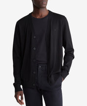 Calvin Klein Mens Regular Fit V Neck Cardigan Sweater Black Large