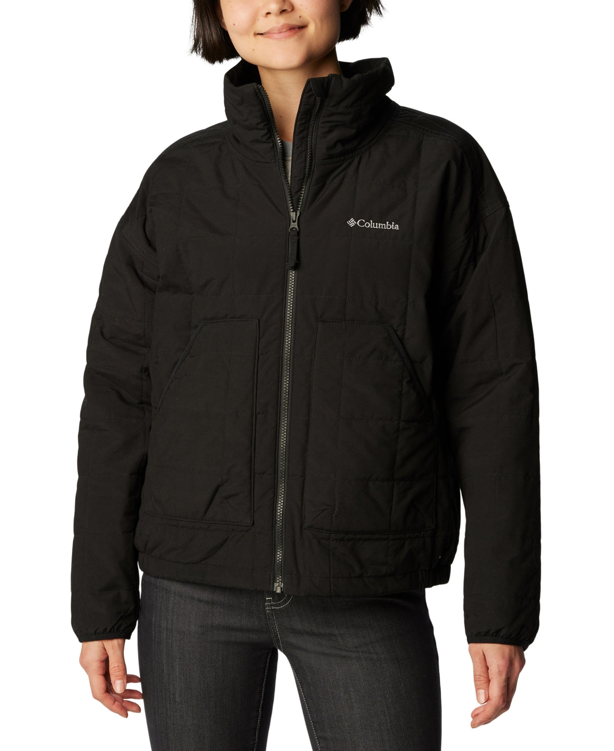 Columbia Womens Puffer Jacket Coat XS Black Lightweight Solid