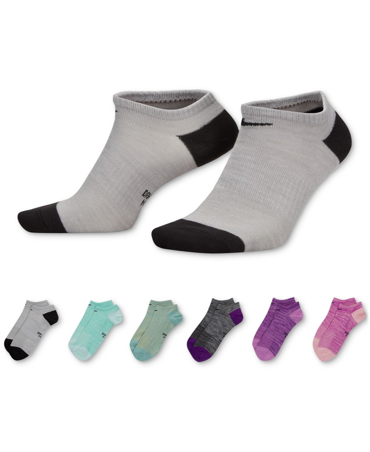 Nike 6 Pk Unisex Mens Womens No Show Socks Multicolor Size 8 - 12