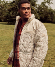 Tommy Hilfiger Men's New York Sketch Monogram Puffer Jacket Coat White XXL