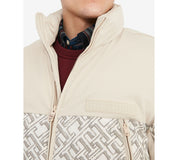 Tommy Hilfiger Men's New York Sketch Monogram Puffer Jacket Coat White XXL