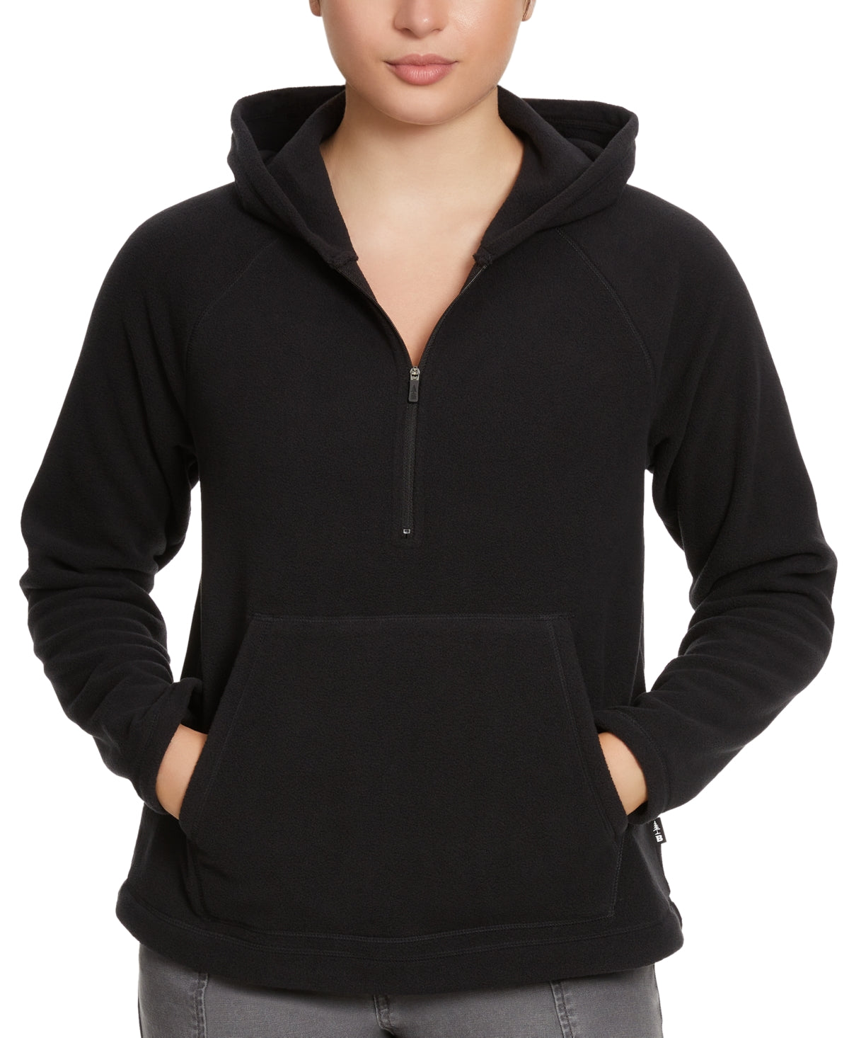 Bass Outdoor Women Quarter zip Sweatshirt Coat Medium Black Solid