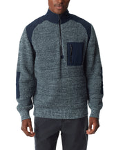BASS OUTDOOR Mens Quarter Zip Long Sleeve Patch Sweater Blue Small