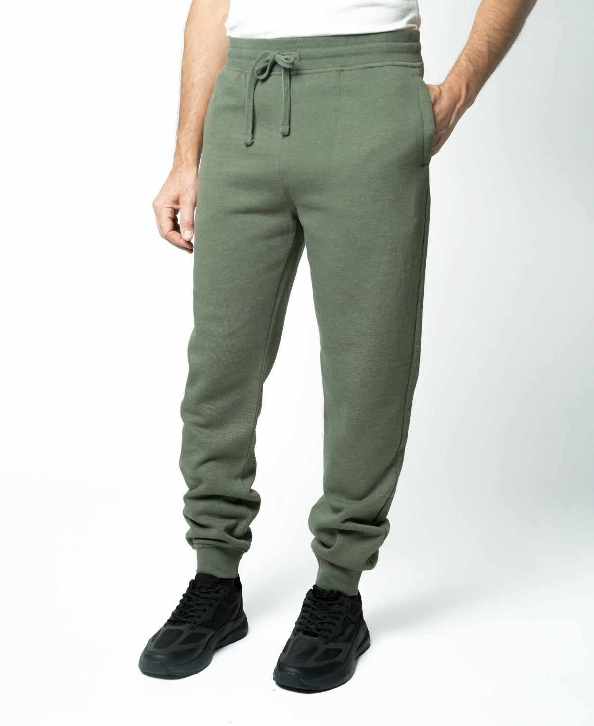 Lazer Mens Burnout Pants Fleece Jogger Sweatpants Thyme Green Large