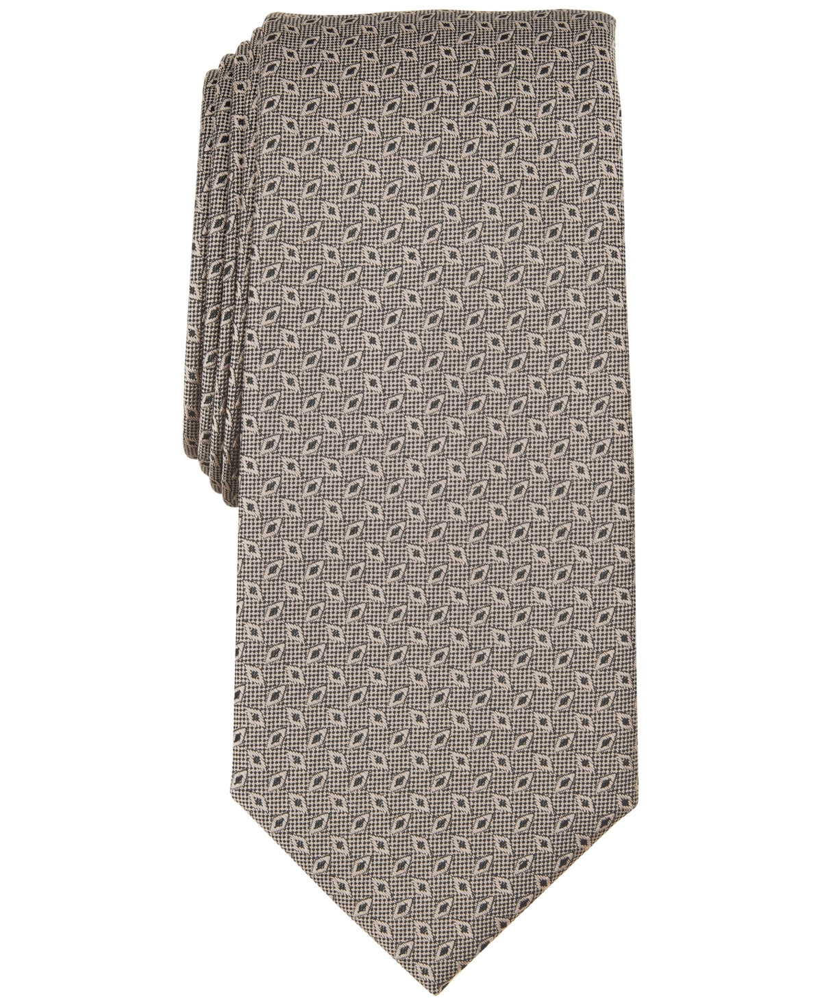 Alfani Men's Necktie  Lunar Geo Print Solid Tie Taupe