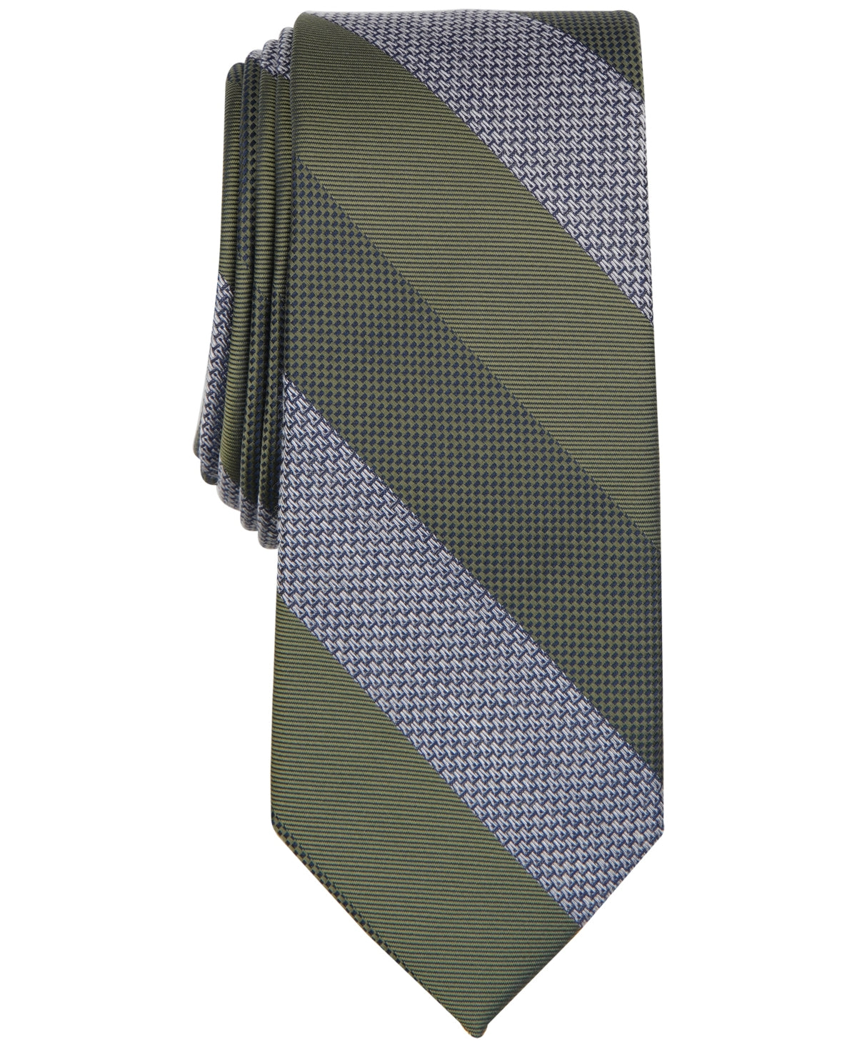 Bar Iii Mens Regular fit Tie Necktie One Size Green Striped