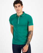 AX Armani Exchange Men's Logo Placket Polo Shirt Green Medium