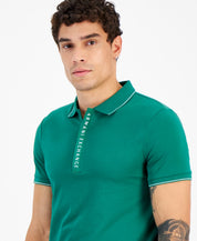 AX Armani Exchange Men's Logo Placket Polo Shirt Green Medium