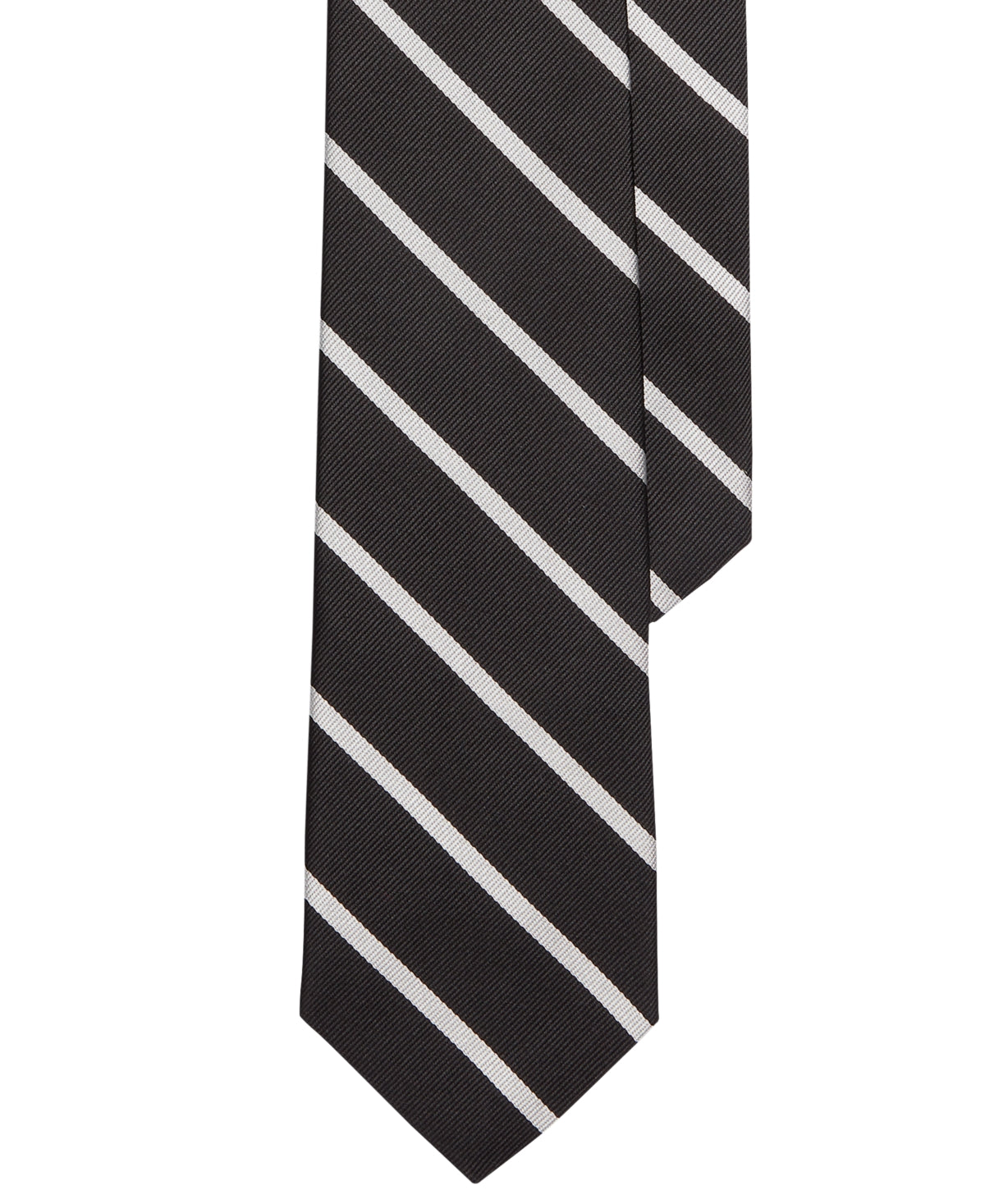 Polo Ralph Lauren Mens Striped Silk Repp Tie Necktie Black white