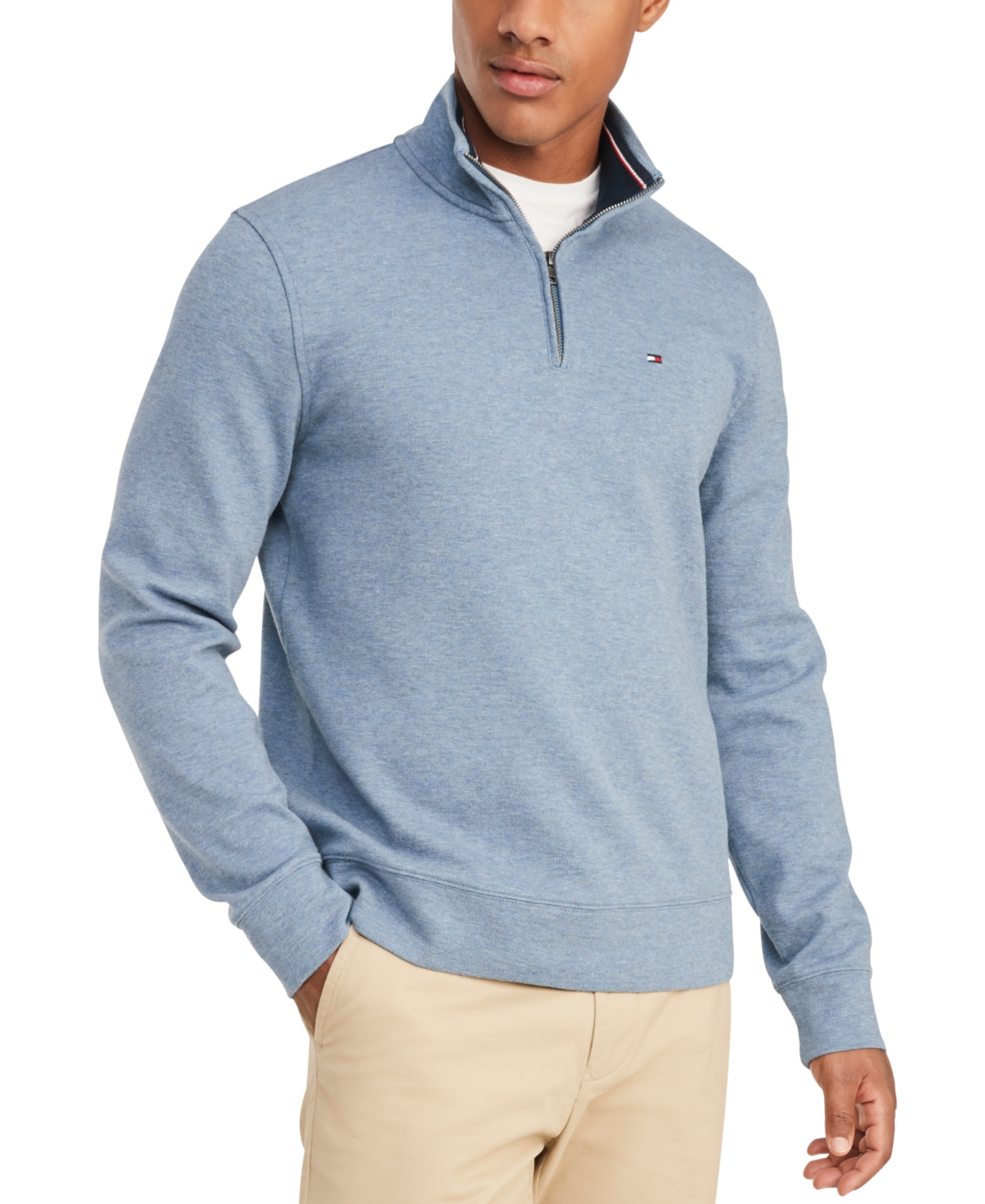 Tommy Hilfiger Big Tall Mock Neck Quarter Zip Sweater Blue 5XLT