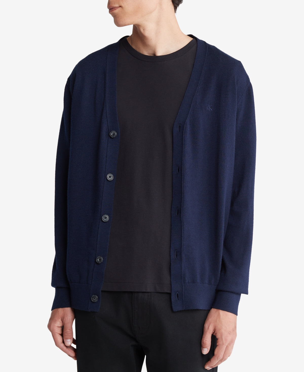 Calvin Klein Men's Regular Fit V Neck Button Down Cardigan Dark Sapphire XL