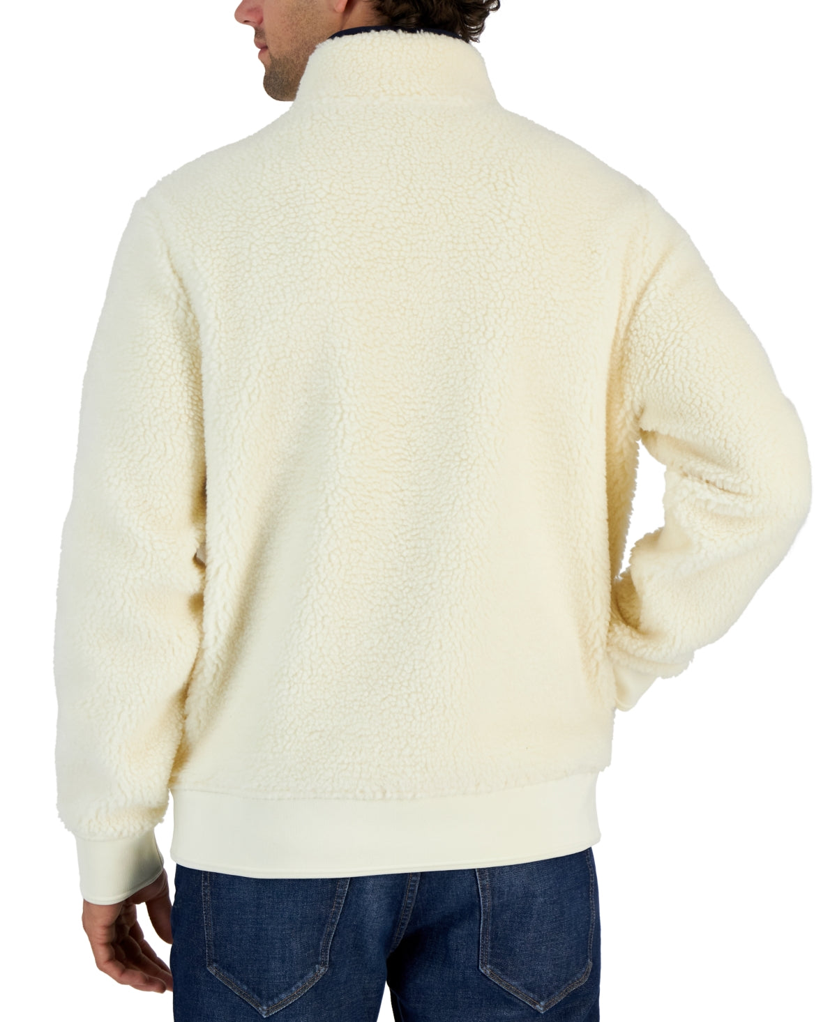 Michael Kors Mens Fleece Pullover Sweater Jacket Bone Beige Blue XL