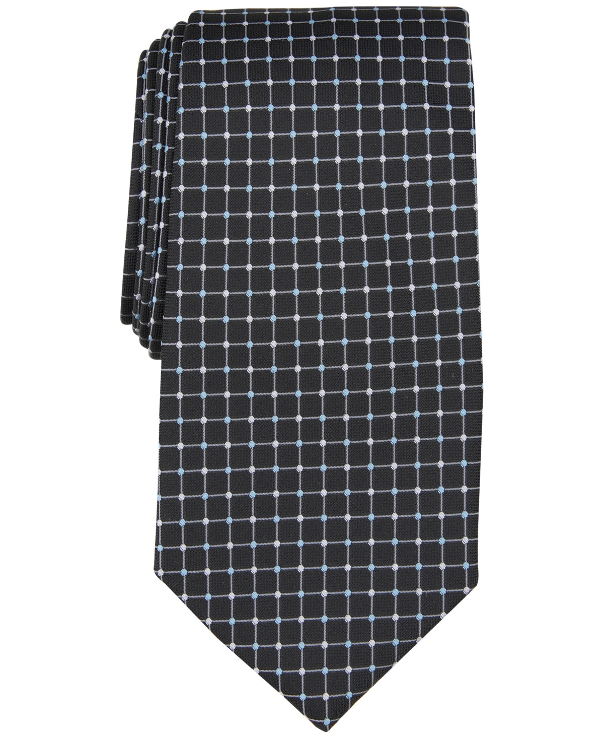 Club Room Mens Tie Necktie One Size Black White Grid