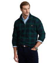 Polo Ralph Lauren Men's Blackwatch Green Plaid Quarter Zip Sweater 3LT 3XLT