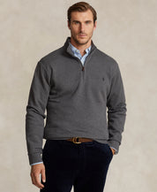 Polo Ralph Lauren Mens Big & Tall Double-Knit Mesh Quarter-Zip Sweater XLT Grey