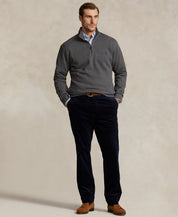 Polo Ralph Lauren Mens Big & Tall Double-Knit Mesh Quarter-Zip Sweater XLT Grey
