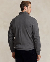 Polo Ralph Lauren Mens Big & Tall Double-Knit Mesh Quarter-Zip Sweater XLT Grey