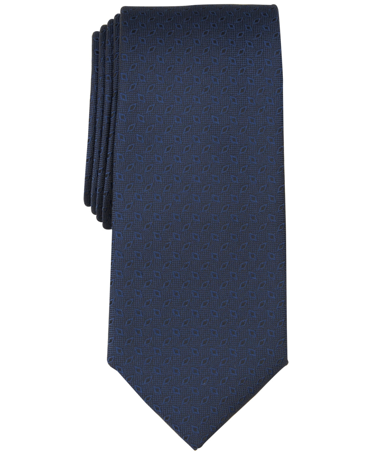 Alfani Mens Tie Necktie One Size Navy Blue Geo Print