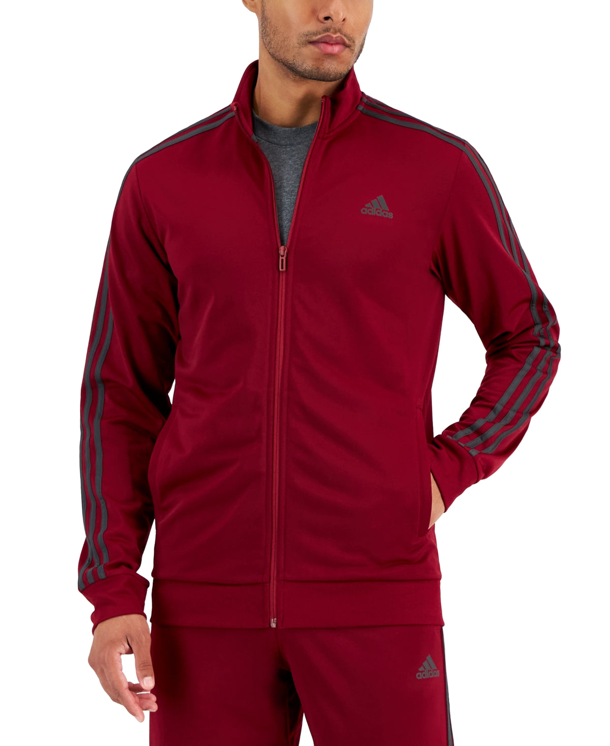 Adidas Mens Track Jacket Coat Small Red Solid