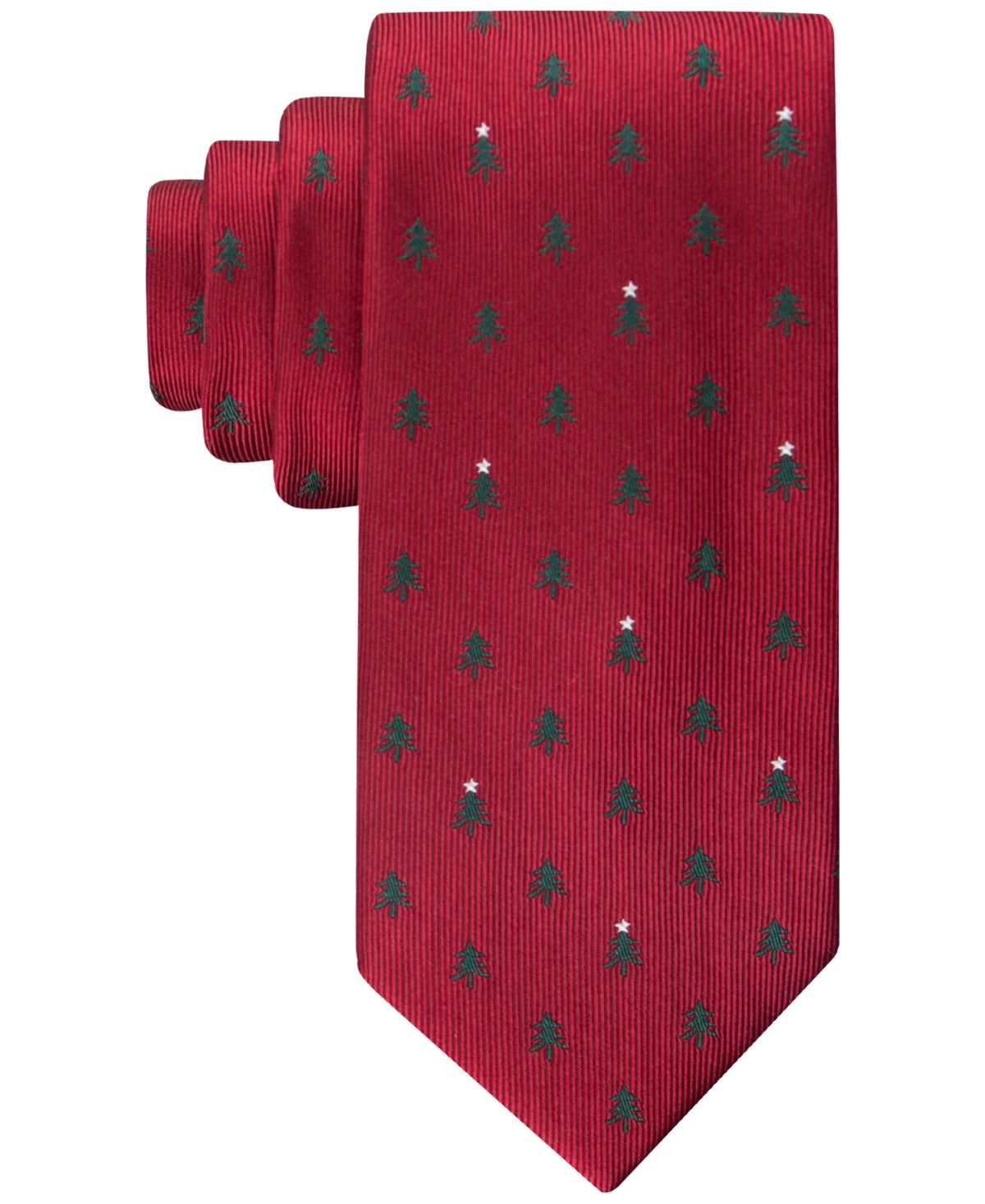 Tommy Hilfiger Mens Tie Necktie One Size Red Christmas Tree Print