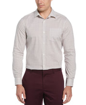 Perry Ellis Mens Micro Chain Pattern Button Up Shirt Peach Grey Medium