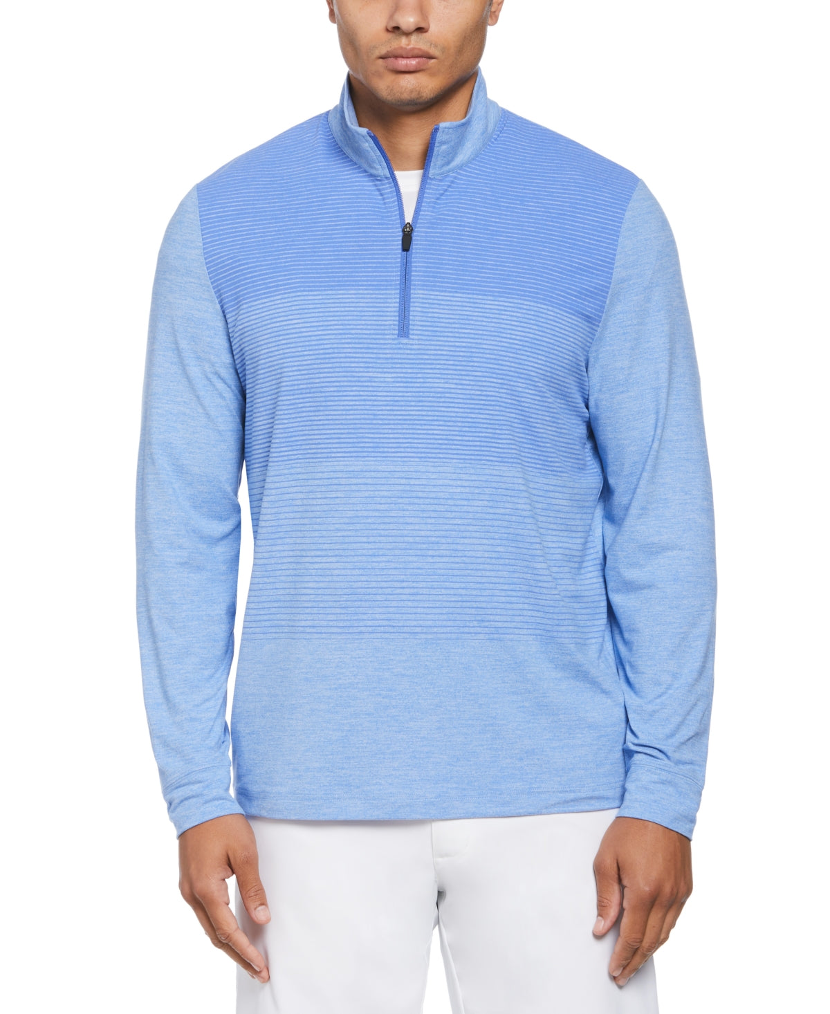 PGA Tour Men's Quarter Zip Lux Touch Ombre Golf Sweater Blue Small