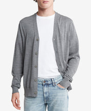 Calvin Klein Mens Regular Fit V Neck Cardigan Sweater Black Large