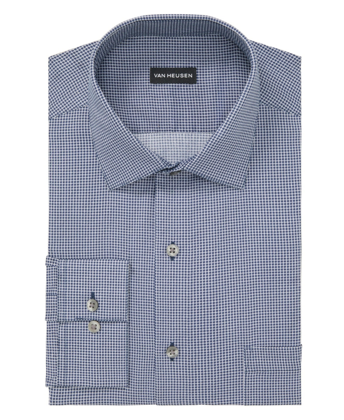 Van Heusen Men Regular fit Button-Up Shirt XL 17-17.5 32-33 Blue Geometric