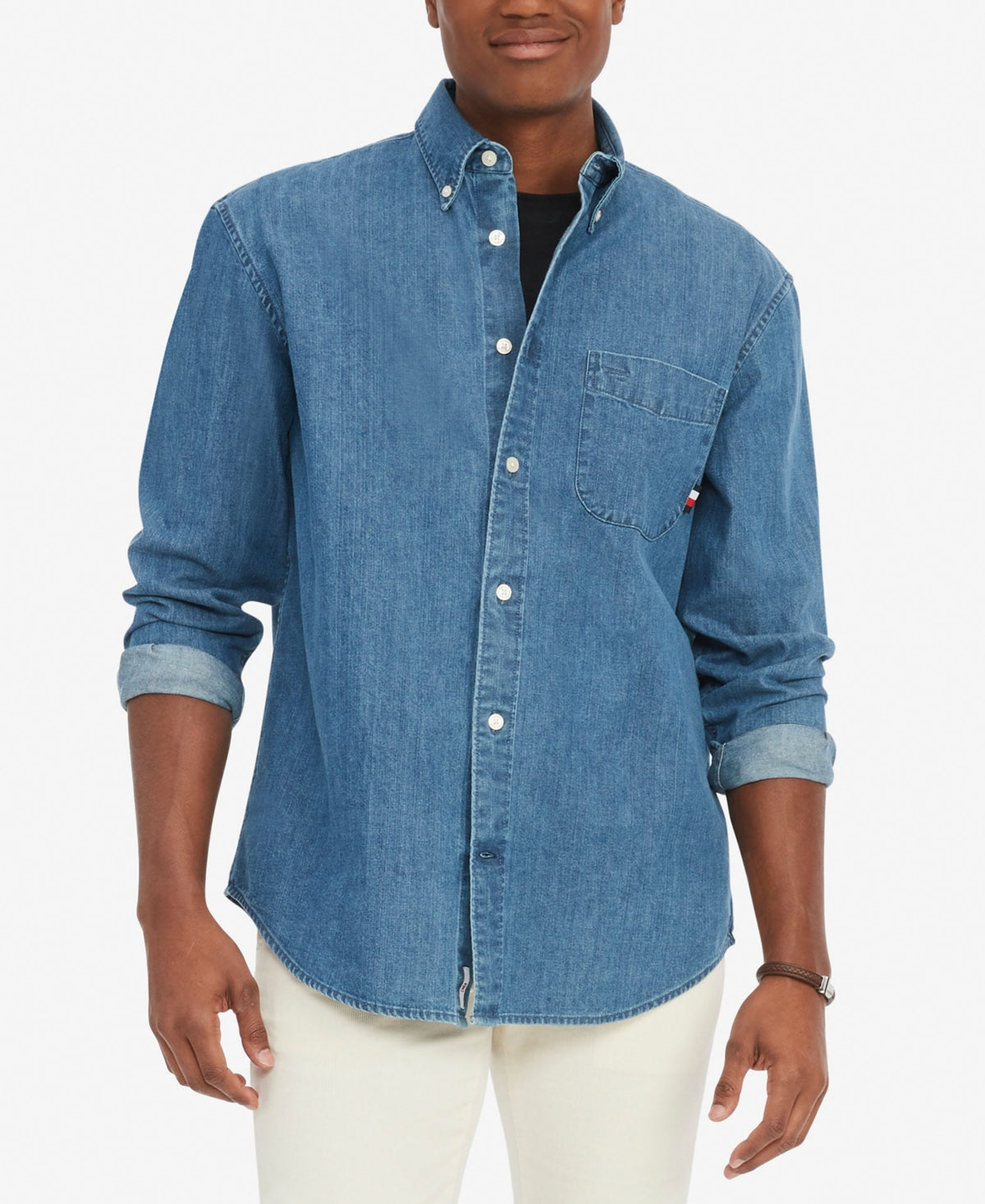 Tommy Hilfiger Mens Classic Fit Button Down Shirt Medium Indigo 2XL