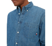 Tommy Hilfiger Mens Classic Fit Button Down Shirt Medium Indigo 2XL