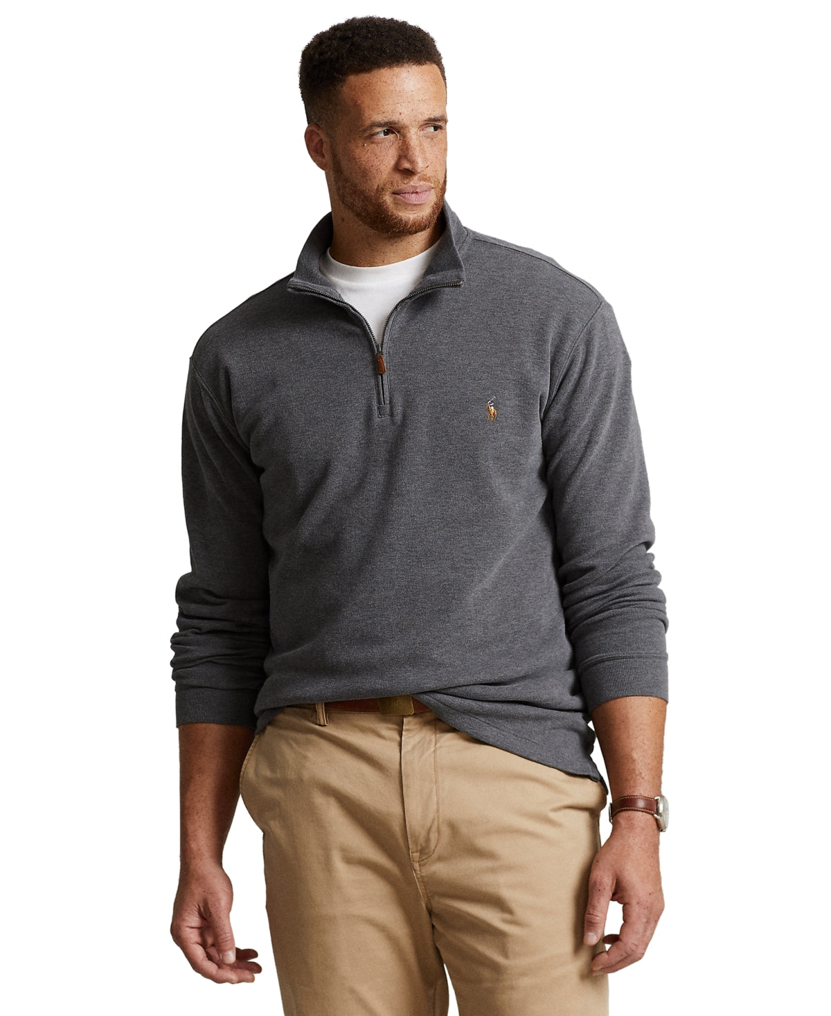 Polo Ralph Lauren Men's Big Tall Quarter-Zip Sweater XLT XL Tall Grey