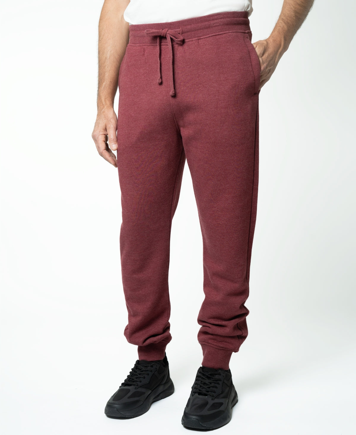 Lazer Mens Burnout Fleece Jogger Pants Sweatpants Cabaret Red Small