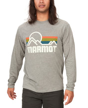 Marmot Mens Coastal Logo Long Sleeve T Shirt Charcoal Heather Grey Medium