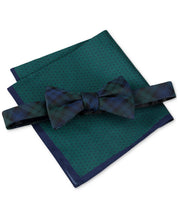Tommy Hilfiger Holiday Plaid Bow Tie Navy Blue  Green Necktie
