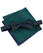 Tommy Hilfiger Men's Necktie Holiday Plaid Bow Tie Navy Green