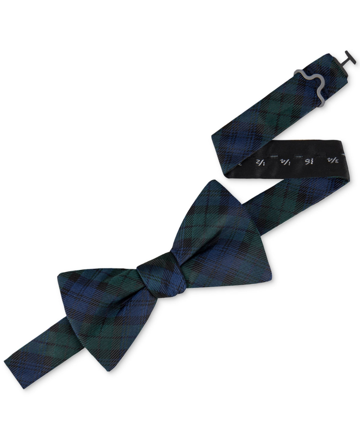 Tommy Hilfiger Men's Necktie Holiday Plaid Bow Tie Navy Green