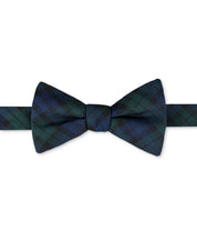 Tommy Hilfiger Men's Necktie Holiday Plaid Bow Tie Navy Green