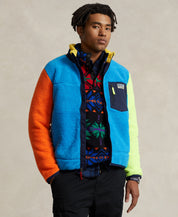 Polo Ralph Lauren Men's Color-Blocked Pile Fleece Jacket XXL 2XL Blue Ocean