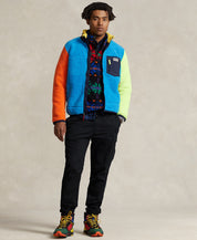 Polo Ralph Lauren Men's Color-Blocked Pile Fleece Jacket XXL 2XL Blue Ocean