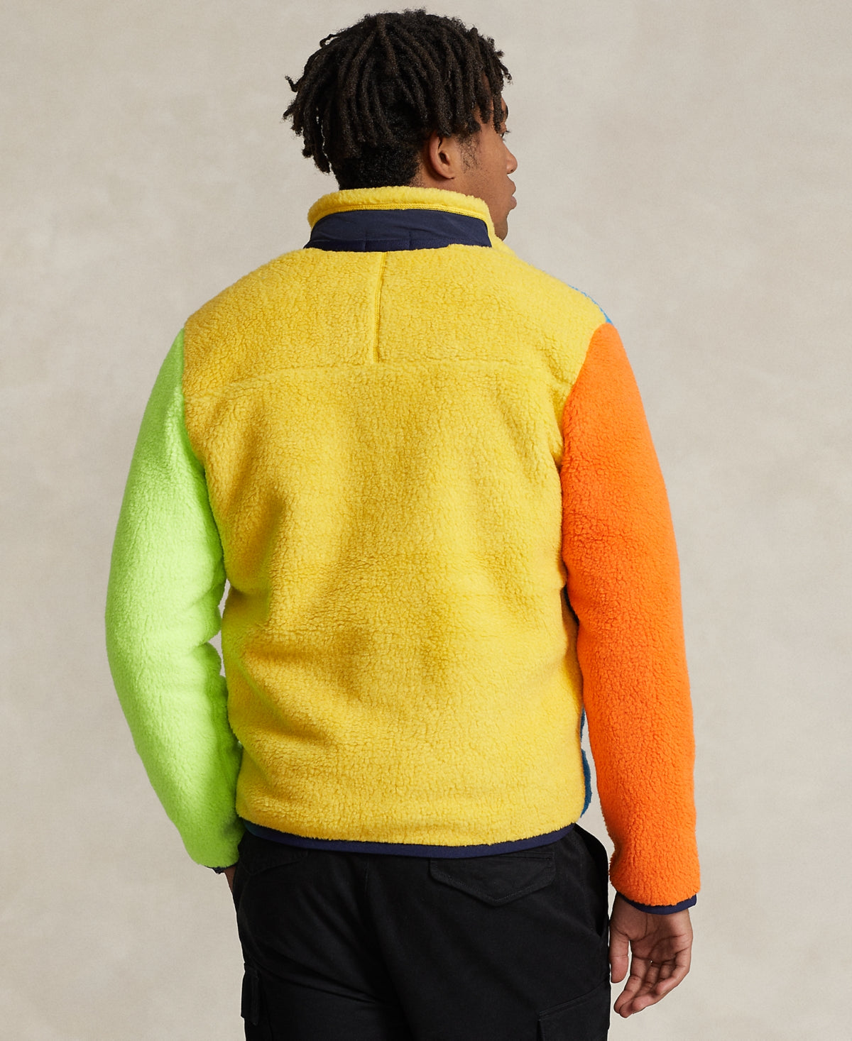 Polo Ralph Lauren Men's Color-Blocked Pile Fleece Jacket XXL 2XL Blue Ocean