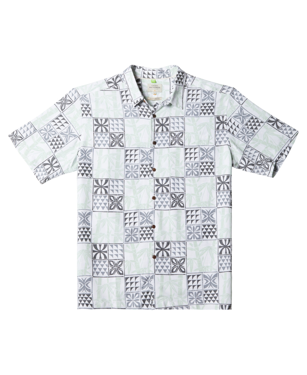 Quiksilver Waterman Mens Relaxed fit Short Sleeve Button-Up Shirt Small White