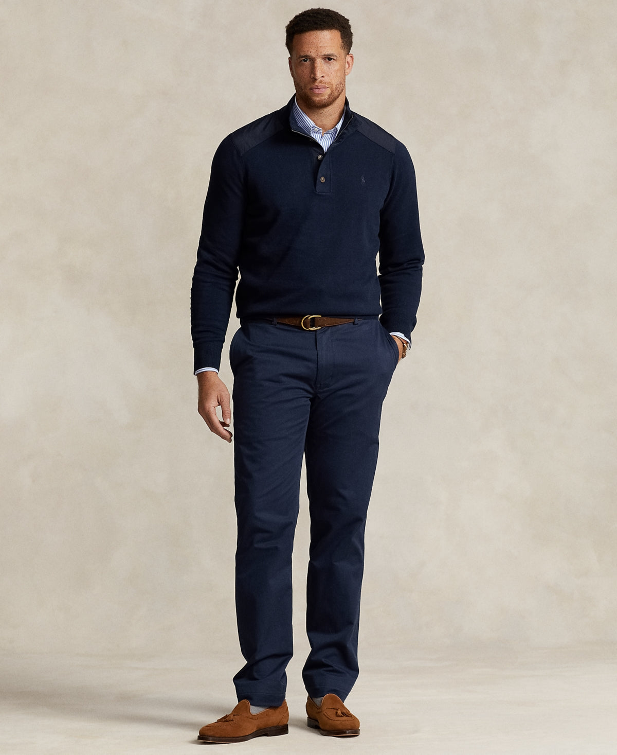 Big & Tall Polo Ralph Lauren Hybrid Quarter Zip Sweater 3XB Navy Blue 3XL Big