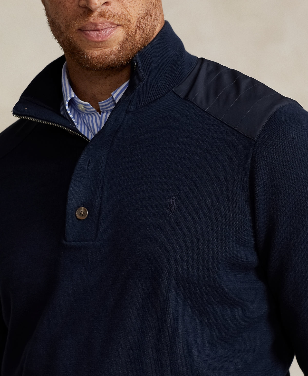 Big & Tall Polo Ralph Lauren Hybrid Quarter Zip Sweater 3XB Navy Blue 3XL Big