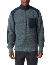 Bass Outdoor Men's Quarter Zip Long Sleeve Patch Sweater Blue Multi Large