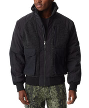 Bass Outdoor Men's Mixed Media Full Zip Bomber Jacket Coat Caviar Black Large