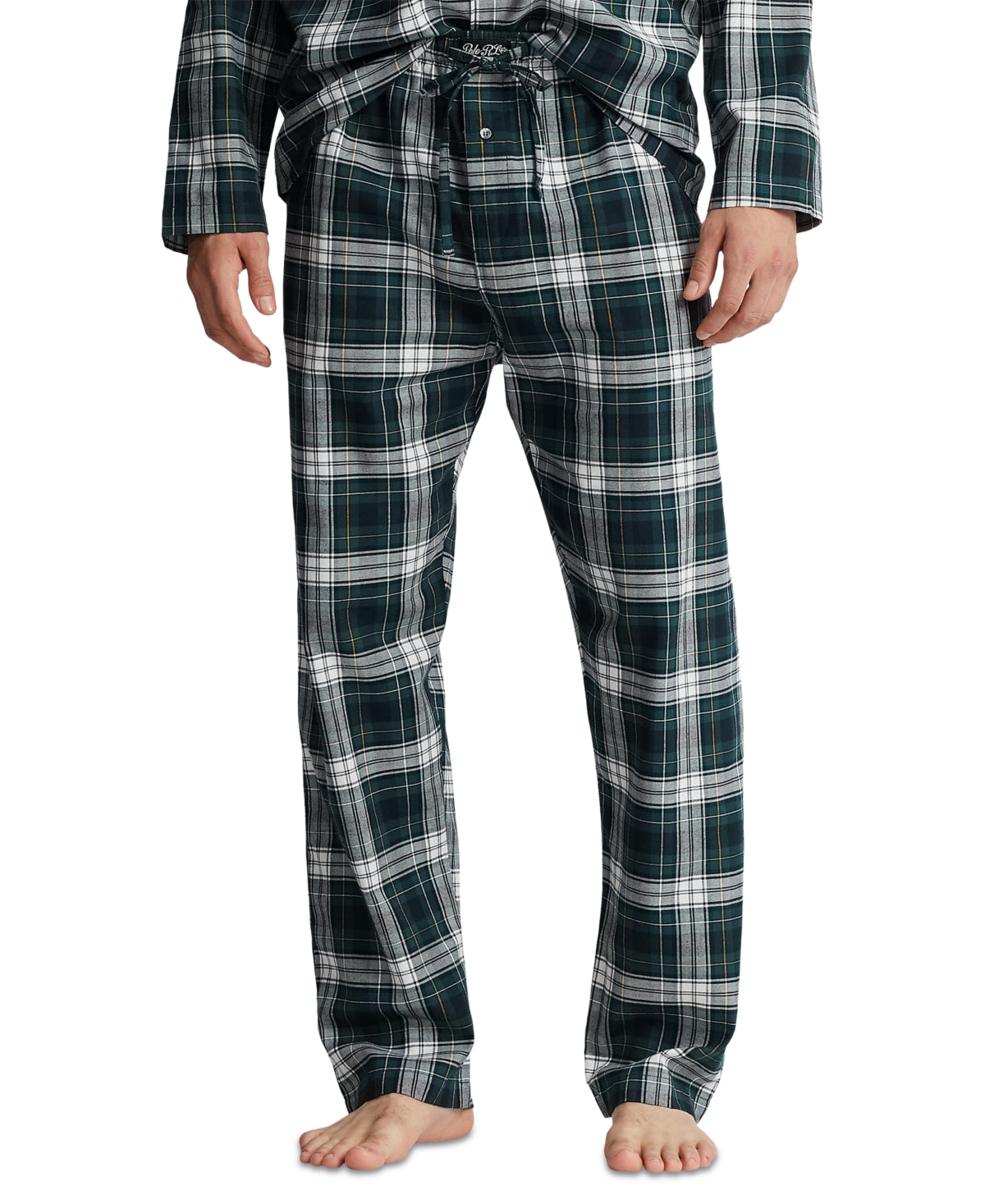 Polo Ralph Lauren Mens Plaid Cotton Flannel Pajama Pants Green Medium